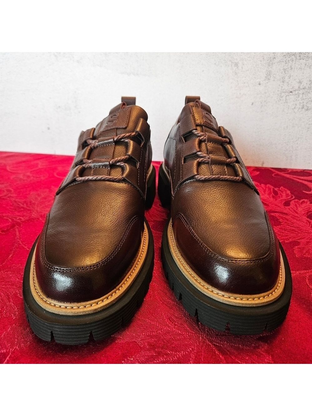 Men's Rugged Brown Leather Chunky Sole Derby Shoe, Size 7, Snover, New in Box